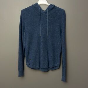 Lauren Ralph Lauren M Blue Knit Waffle Cotton Hoodie Sweater Top